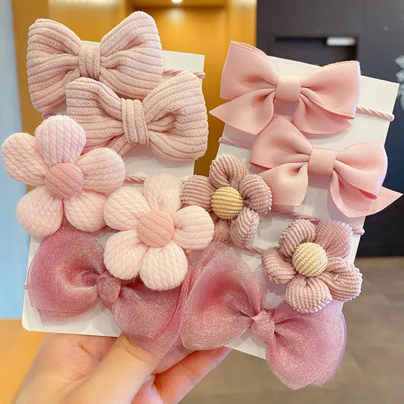 Children Cute Bow Headwear Floral Cloth Hair Ties