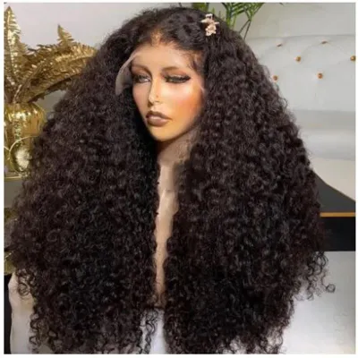 Women Fashion Front Lace 613 Light Gold Long Curly Hair Wig
