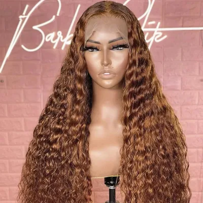 Women Fashion Front Lace 613 Light Gold Long Curly Hair Wig