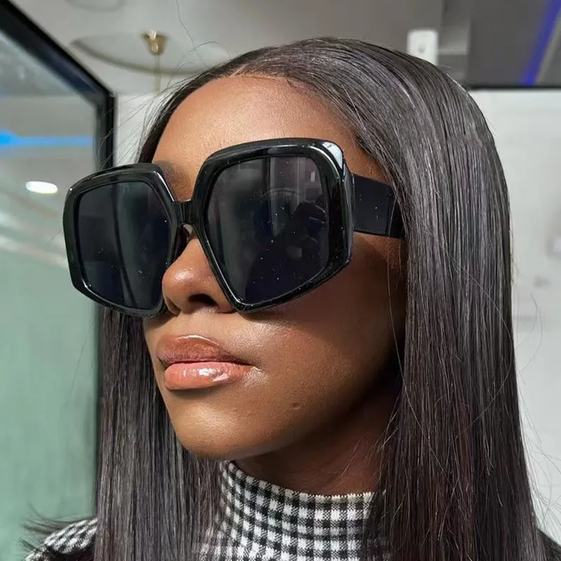 Women's Fashion Irregular Large Frame Sunglasses with Resin and PC Frame