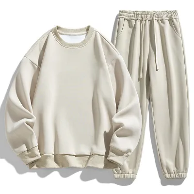 Men's Plus Size Corduroy Sweatsuit Long Sleeve Sweatshirt and Pants Set Spring Autumn Casual