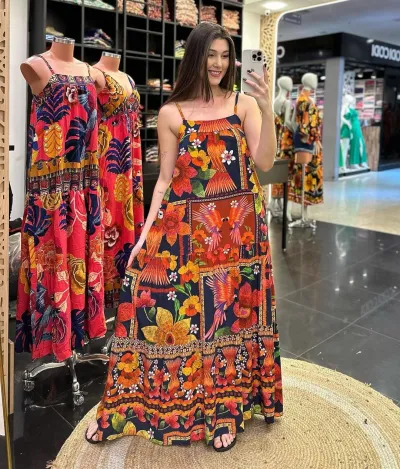 Summer Women Sexy Graphic Printing Sling Maxi Dress