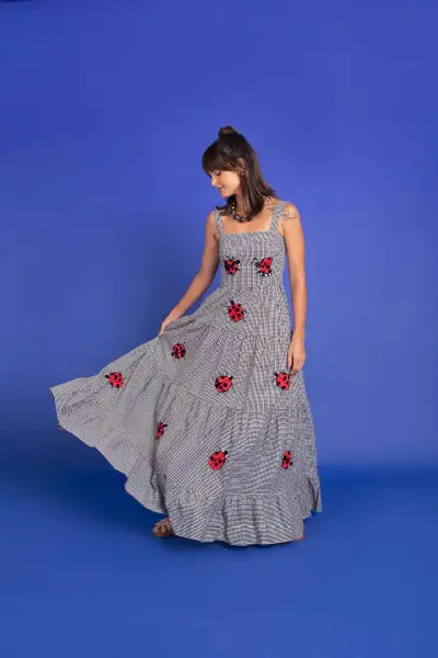Summer Women Casual Floral Embroidery Sling Maxi Dress