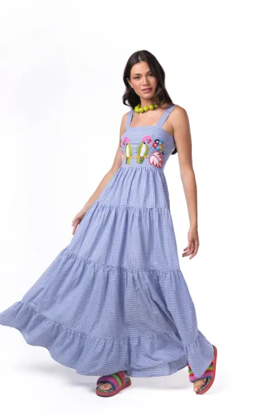 Summer Women Casual Floral Embroidery Sling Maxi Dress