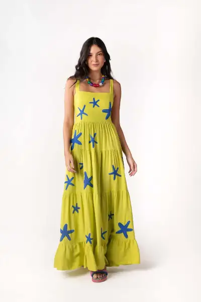 Summer Women Casual Floral Embroidery Sling Maxi Dress