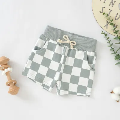 Kids Baby Boys Girls Fashion Casual Plaid Cotton Shorts