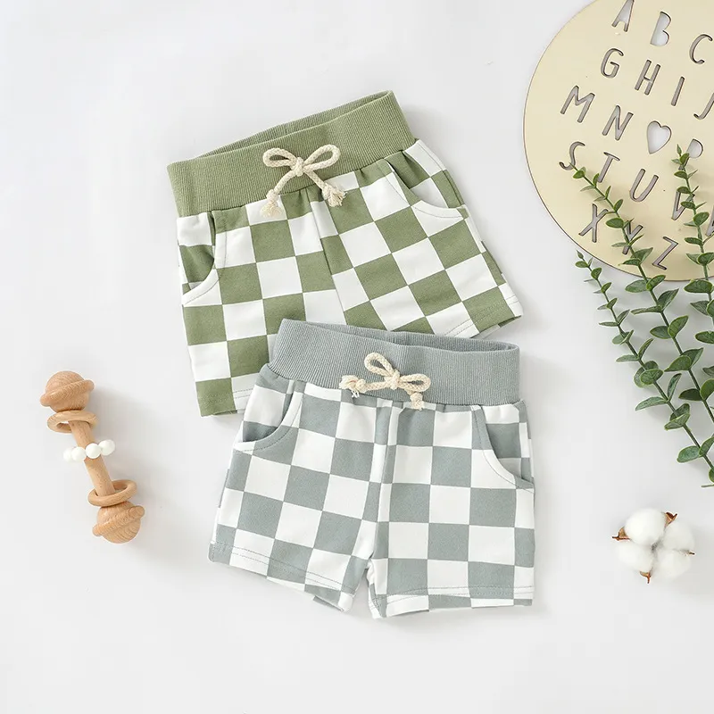 Kids Baby Boys Girls Fashion Casual Plaid Cotton Shorts