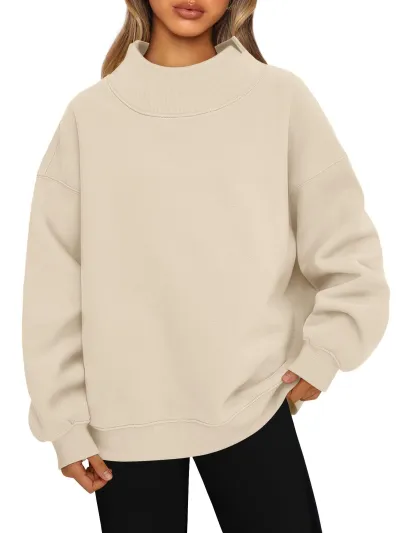 Women's Fleece-Lined Turtleneck Pullover Sweatshirt - Commuter Wind Style