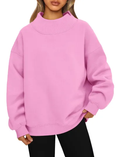 Women's Fleece-Lined Turtleneck Pullover Sweatshirt - Commuter Wind Style