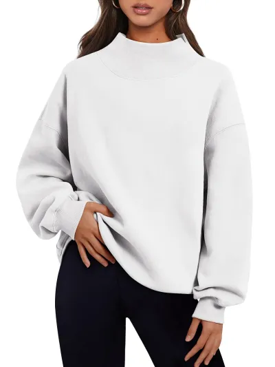 Women's Fleece-Lined Turtleneck Pullover Sweatshirt - Commuter Wind Style