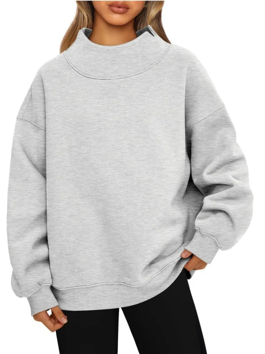 Women's Fleece-Lined Turtleneck Pullover Sweatshirt - Commuter Wind Style