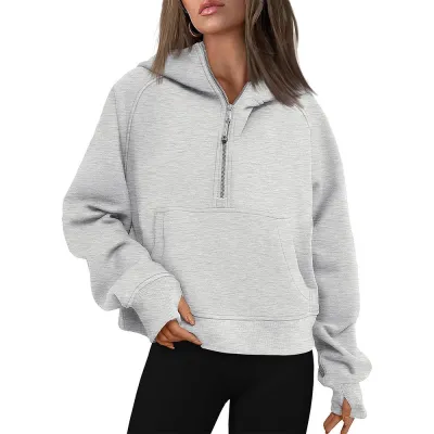 Athleisure Autumn And Winter Women Fashion Thickened Zipper Long Sleeve Pocket Hoodie