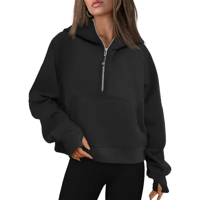 Athleisure Autumn And Winter Women Fashion Thickened Zipper Long Sleeve Pocket Hoodie