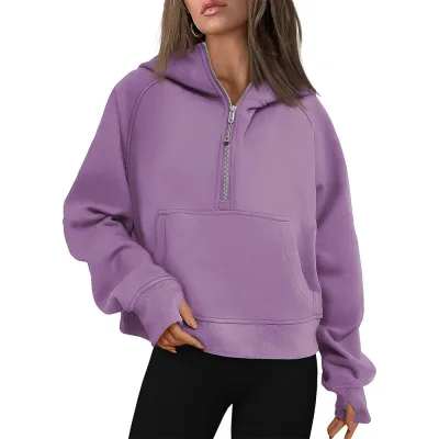 Athleisure Autumn And Winter Women Fashion Thickened Zipper Long Sleeve Pocket Hoodie