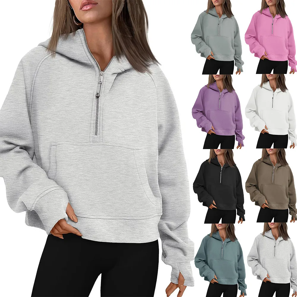 Athleisure Autumn And Winter Women Fashion Thickened Zipper Long Sleeve Pocket Hoodie
