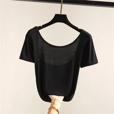 Summer Women Casual Backless Modal Short Sleeve T-Shirt