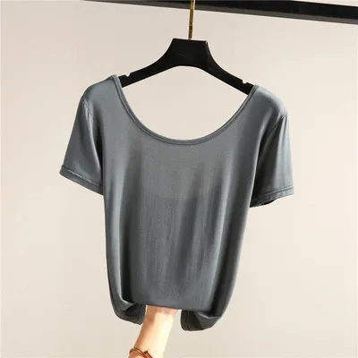 Summer Women Casual Backless Modal Short Sleeve T-Shirt