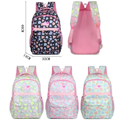 Women Girl Student Cute Color Blocking Print Backpack
