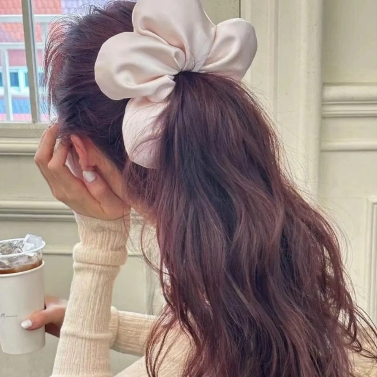 Elegant Style Women Solid Color Satin High Elasticity Hair Accessories Rope