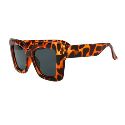 Simple Large Frame Women Transparent Plastic Square Sunglasses