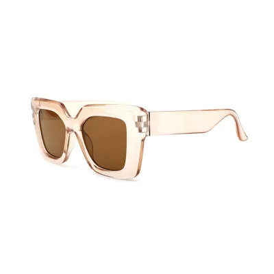 Simple Large Frame Women Transparent Plastic Square Sunglasses