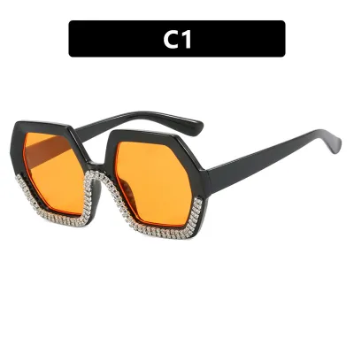 Rhinestone Women Octagon Exaggerated Sunglasses