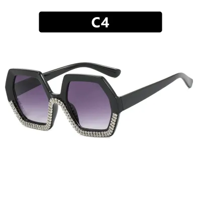 Rhinestone Women Octagon Exaggerated Sunglasses