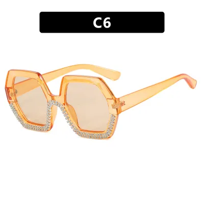 Rhinestone Women Octagon Exaggerated Sunglasses