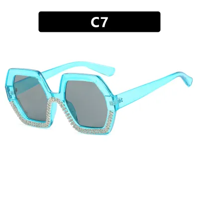 Rhinestone Women Octagon Exaggerated Sunglasses