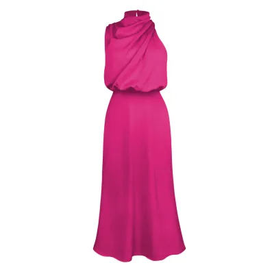 Women Elegant Solid Color Sleeveless Maxi Dress