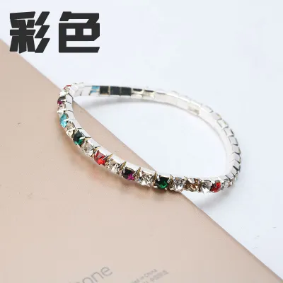 Women's Fashion Multicolor Crystal Rhinestone Elastic Bracelet