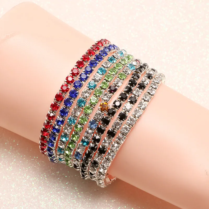 Women's Fashion Multicolor Crystal Rhinestone Elastic Bracelet