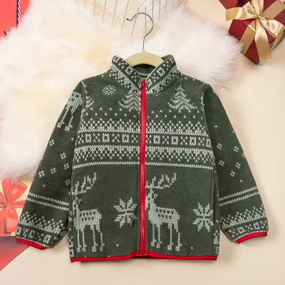 Kids Toddler Boys Casual Cute Christmas Pattern Long Sleeve Fleeces Coat