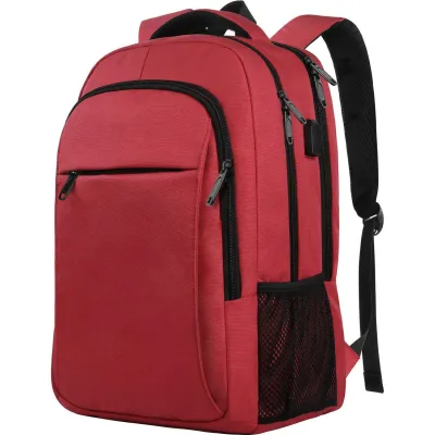 Simple Solid Color Large Capacity USB Laptop Backpack for Business Commute, Oxford Cloth