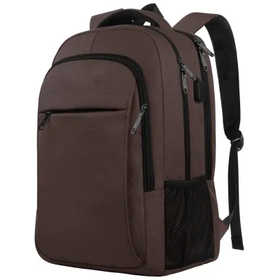 Simple Solid Color Large Capacity USB Laptop Backpack for Business Commute, Oxford Cloth
