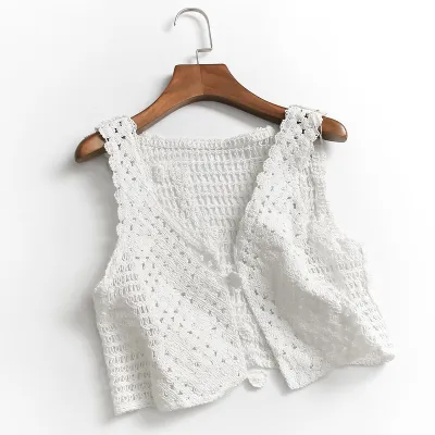 Women Casual Knitted Hollow Sleeveless Vest