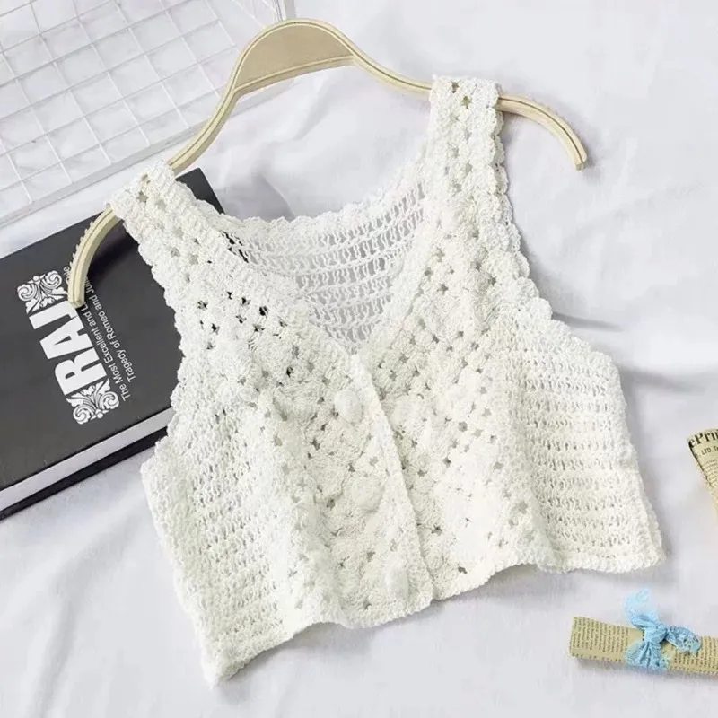 Women Casual Knitted Hollow Sleeveless Vest