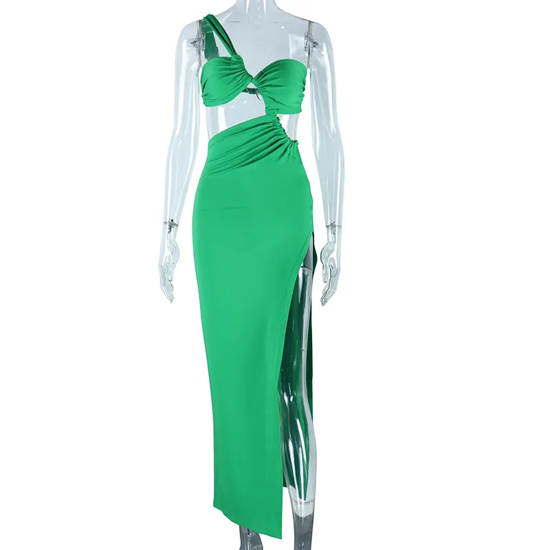 Sexy Solid Color Slit Ruched Oblique Collar Irregular Dresses(3 Colors) Sexy Solid Color Slit Ruched Oblique Collar Irregular Dresses(3 Colors)