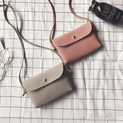 Women Simple Fashion Solid Color Square Flap Mini Crossbody Bag