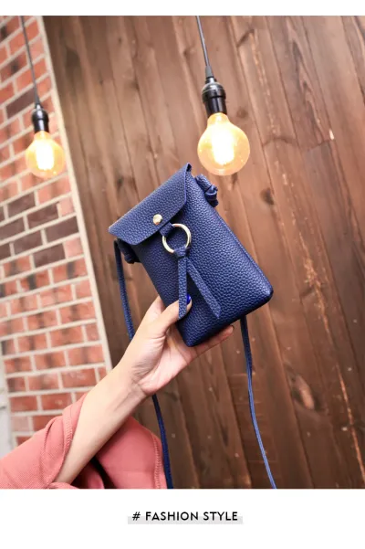 Women Fashion Solid Color PU Flap Tassel Mini Crossbody Bag