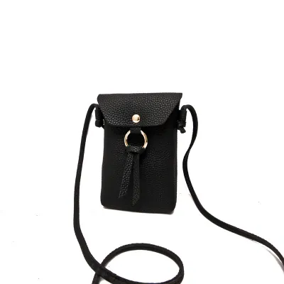 Women Fashion Solid Color PU Flap Tassel Mini Crossbody Bag