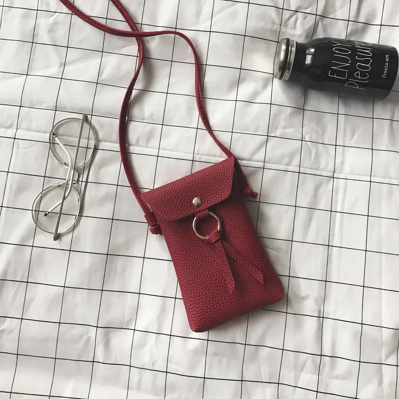 Women Fashion Solid Color PU Flap Tassel Mini Crossbody Bag