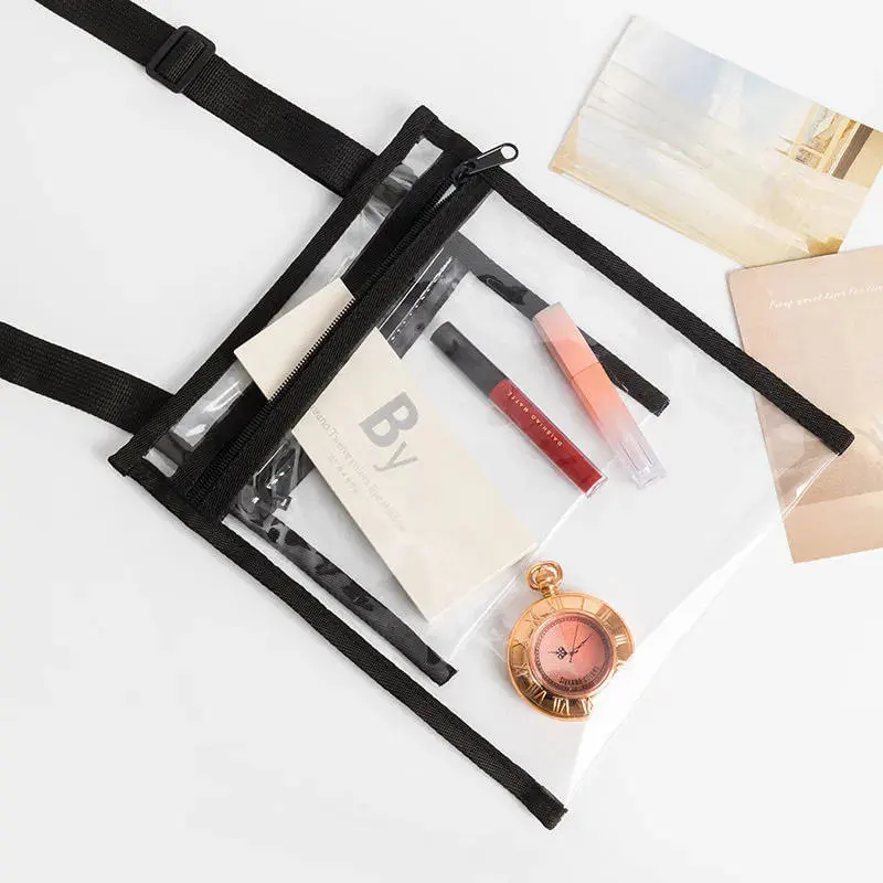 Women Fashion Simple Clear Transparent PVC Adjustable Shoulder Strap Crossbody Bag