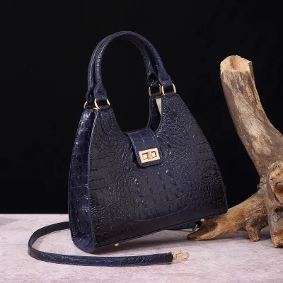 Women Fashion Retro Crocodile Print Clasp Handbag