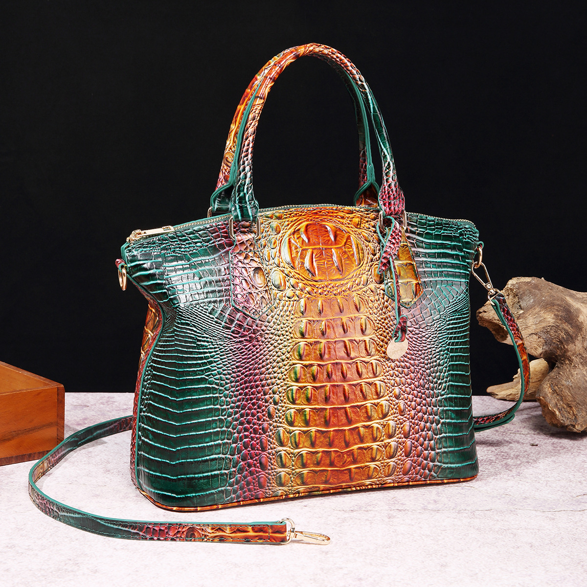Wholesale Women Vintage Crocodile Print Large Capacity