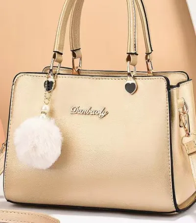 Women Fashion Solid Color Large Capacity Hair Ball Pendant Handbag Street Trend PU