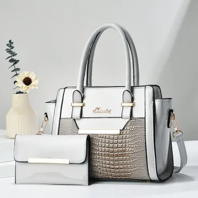 Women Fashion Square Large Capacity Sequin Embossed 2 In 1 Handbag
