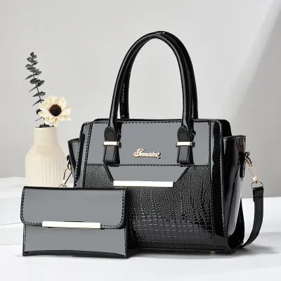 Women Fashion Square Large Capacity Sequin Embossed 2 In 1 Handbag