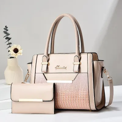 Women Fashion Square Large Capacity Sequin Embossed 2 In 1 Handbag