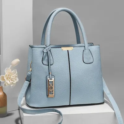 Women Simple Fashion Large Capacity Metal Pendant Square Handbag